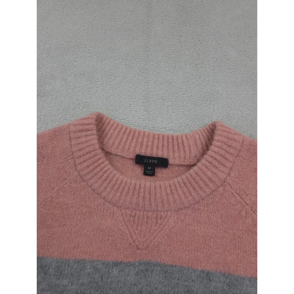 J Crew Sweater Womens Medium Alpaca Crewneck Multicolor Block Striped‎
